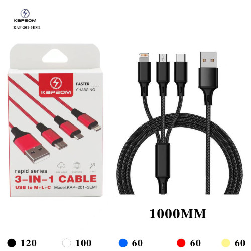 Cabo de Dados 3 em 1 Cabo de Dados 3 em 1