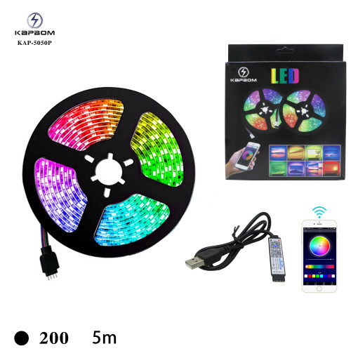 Fita LED 5050 RGB 5m BT e Ritmo Musical Fita LED 5050 RGB 5m BT e Ritmo Musical