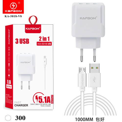 Carregador 3USB 5.1A V8 Carregador 3USB 5.1A V8