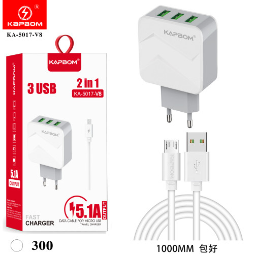 Carregador 3USB 5.1A V8 Carregador 3USB 5.1A V8