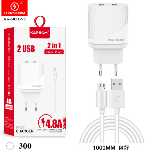 Carregador 2USB 4.8A COM CABO V8 Carregador 2USB 4.8A COM CABO V8